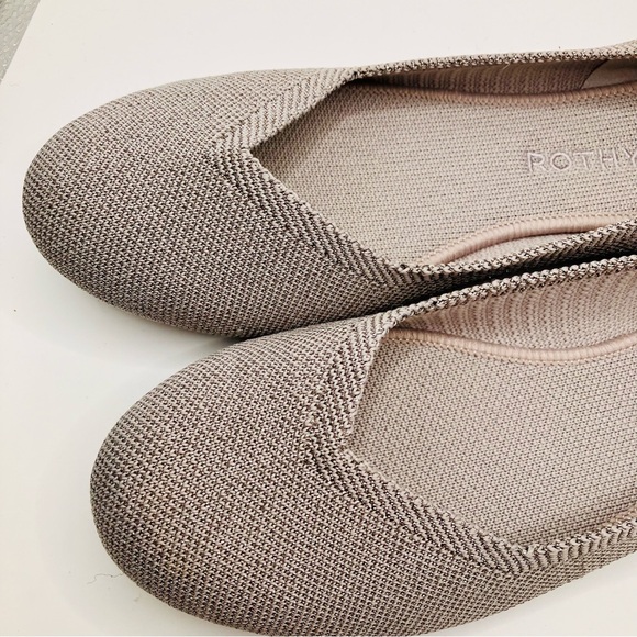 Rothy's The Flat Ecru Textile Ballet Flat Silver Gray Comfort Washable womens 9 - Picture 3 of 6